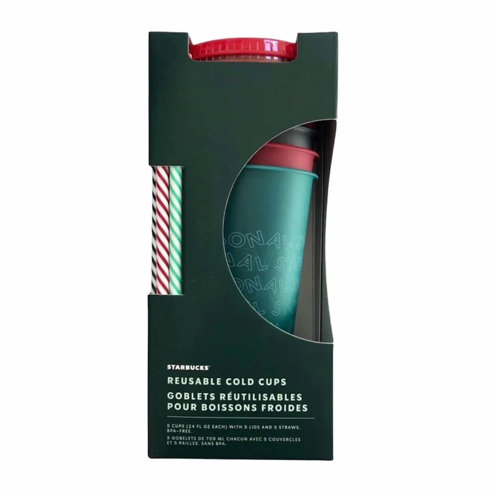 Starbucks Holiday 2019 Reusable Cold Cups Set OS Limited Edition NWT Gift 5 Cups